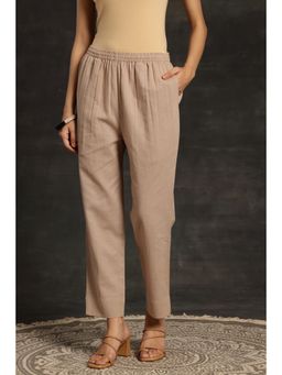 Libas - Khaki Solid Regular Cotton Pant