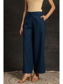 Libas - Teal Solid Regular Cotton Palazzo
