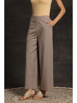Libas - Grey Solid Regular Cotton Palazzo