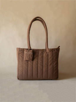 Akiiko - Crinkle Stripe Tote Bag - Espresso
