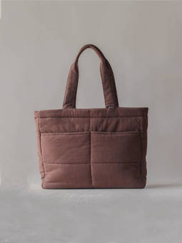 Akiiko - Crinkle Pocket Tote Bag - Espresso