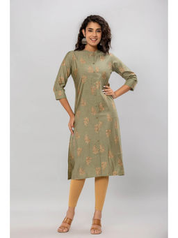 Gahan - Green Woven Design Chanderi Straight Kurtas for Women