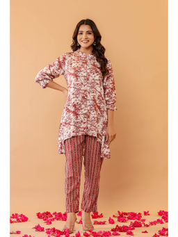 Gahan - Women Brown Printed Pure Cotton Tunic with Printed Pant (Set Of 2) (Set of 2)