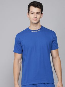 Griffel - Blue Men Placement Print Royal Oversized fit T-Shirt