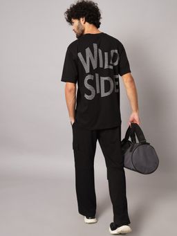 Griffel - Black Men Wild Side Print Black Co-Ord (Set of 2)