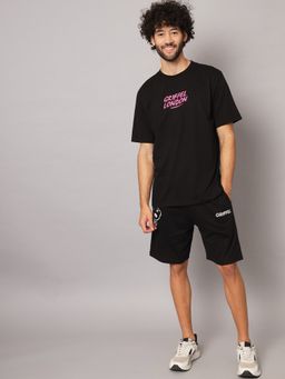 Griffel - Black Men NO TIME FOR ROMANCE Print Black Co-Ord (Set of 2)