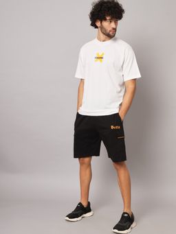 Griffel - White Men BUNNY Print White & Black Co-Ord (Set of 2)