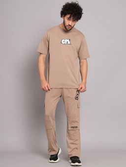 Griffel - Beige Men WORLD WIDE Print Camel Co-Ord (Set of 2)