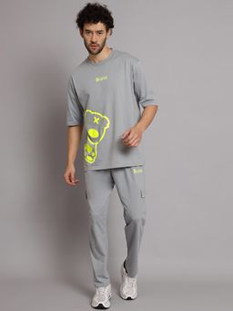 Griffel - Grey Men Folk Teddy Print Steel Grey Co-Ord (Set of 2)