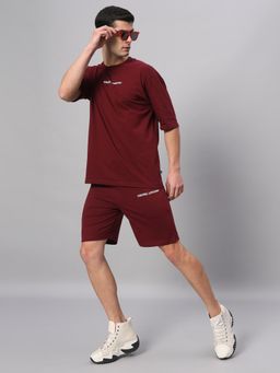 Griffel - Maroon Basic Logo T-Shirt & Short (Set of 2)