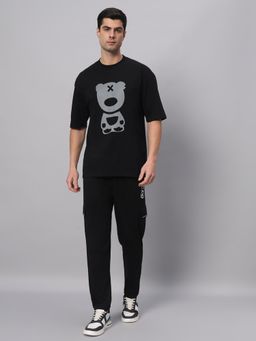 Griffel - Black & Grey PUFF TEDDY T-Shirt & Trackpant (Set of 2)
