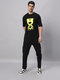 Griffel - Black & Yellow PUFF TEDDY T-Shirt & Trackpant (Set of 2)