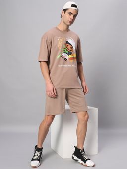 Griffel - Beige Burger T-Shirt & Shorts (Set of 2)