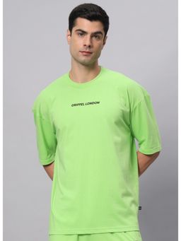 Griffel - Green Basic Logo Drop Shoulder Oversized Parrot T-Shirt