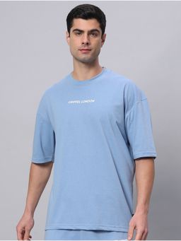 Griffel - Powder Blue Basic Logo Drop Shoulder Oversized Sky T-Shirt