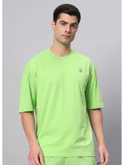 Griffel - Green Teddy Logo Drop Shoulder Oversized Parrot T-Shirt