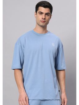 Griffel - Powder Blue Teddy Logo Drop Shoulder Oversized Sky Blue T-Shirt