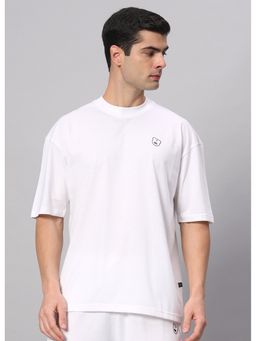 Griffel - White Teddy Logo Drop Shoulder Oversized White T-Shirt