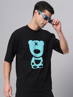 Griffel - Black & Blue PUFF TEDDY Drop Shoulder Oversized T-Shirt