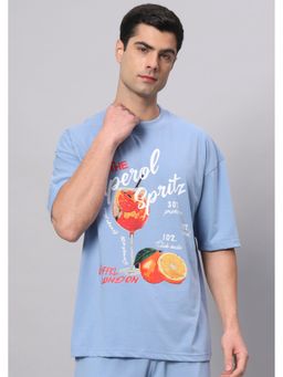 Griffel - Blue Cocktail Drop Shoulder Oversized Sky T-Shirt