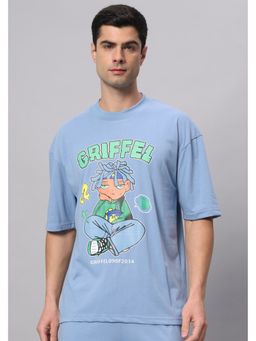 Griffel - Blue Anime Drop Shoulder Oversized Sky T-Shirt