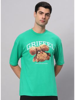 Griffel - Green Upside down bear Drop Shoulder Oversized Parrot T-Shirt