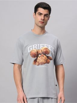 Griffel - Grey Upside down bear Drop Shoulder Oversized Steel Grey T-Shirt
