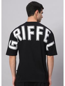 Griffel - Black Sports Drop Shoulder Oversized Black T-Shirt