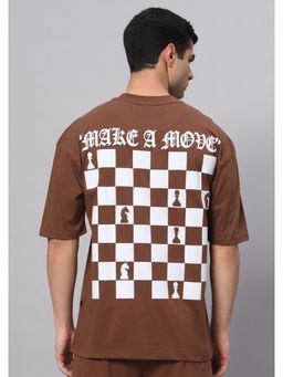 Griffel - Brown MAKE A MOVE Drop Shoulder Oversized Coffee T-Shirt