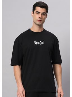 Griffel - Black Spider Drop Shoulder Oversized Black T-Shirt