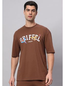 Griffel - Brown Birds Drop Shoulder Oversized Coffee T-Shirt