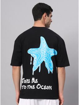 Griffel - Black Ocean Drop Shoulder Oversized Black T-Shirt