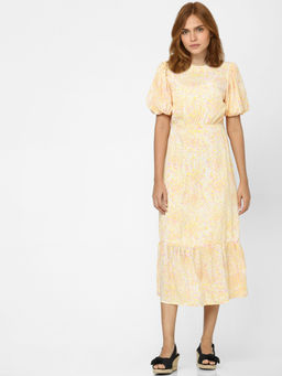 VERO MODA - Women Printed Casual Yellow Dress