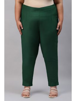 W - Green Solid Slim Pant
