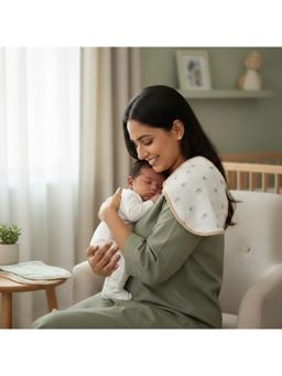 Masilo - Organic Muslin Burp Cloth & Bib (Pack Of 2) - Palm Paradise