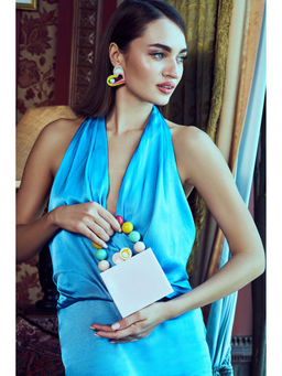 Oceana Clutches - Pink Resin Beaded Minaudiere