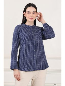 W - Yellow Check Printed Pure Cotton Western Top