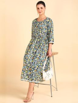 Zelena - Women Cotton Floral Maternity Feeding Kurti with Zip Multi-Color