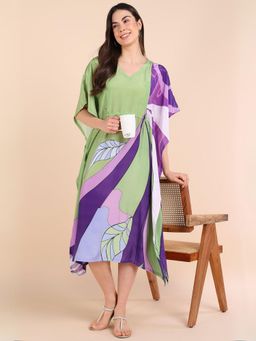 Zelena - Women Multi-Color Printed Maternity Feeding Kaftan with Zip