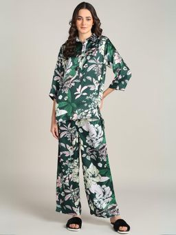 Zelena - Women Floral Zipless Maternity Feeding Co-Ord Dark Green (Set of 2)