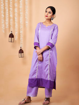 Empress Pitara - Lavender Silver Kurta With Palazzo (Set of 2)