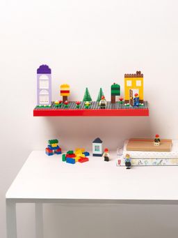 LEGO - Decorative Floating Wall Shelf with 3 Baseplates (Grey & Red)