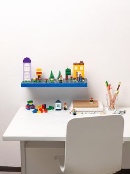 LEGO - Decorative Floating Wall Shelf with 3 Baseplates (Grey & Blue)