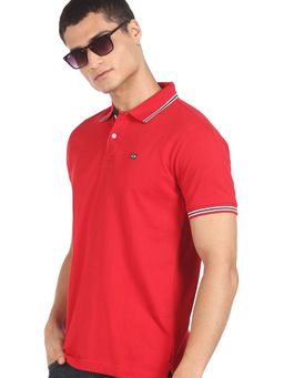 Arrow - Sports Men Red Short Button Placket Solid Polo Shirt