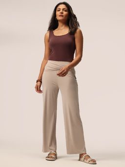 Blissclub - Beige Everflow Knot Pant for Women