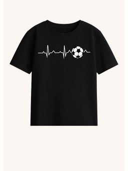 BLUSHES - Cotton Knit Football Printed T-Shirt Black