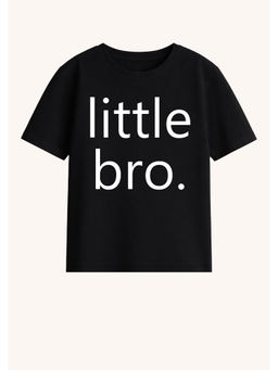 BLUSHES - Cotton Knit Little Bro Text Printed T-Shirt Black