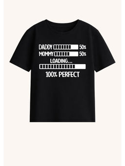BLUSHES - Cotton Knit Dad Mom Loading Text Printed T-Shirt Black