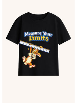 BLUSHES - Cotton Knit Measure Your Limits Text Printed T-Shirt Black