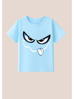 BLUSHES - Cotton Knit Crazy Printed T-Shirt Blue